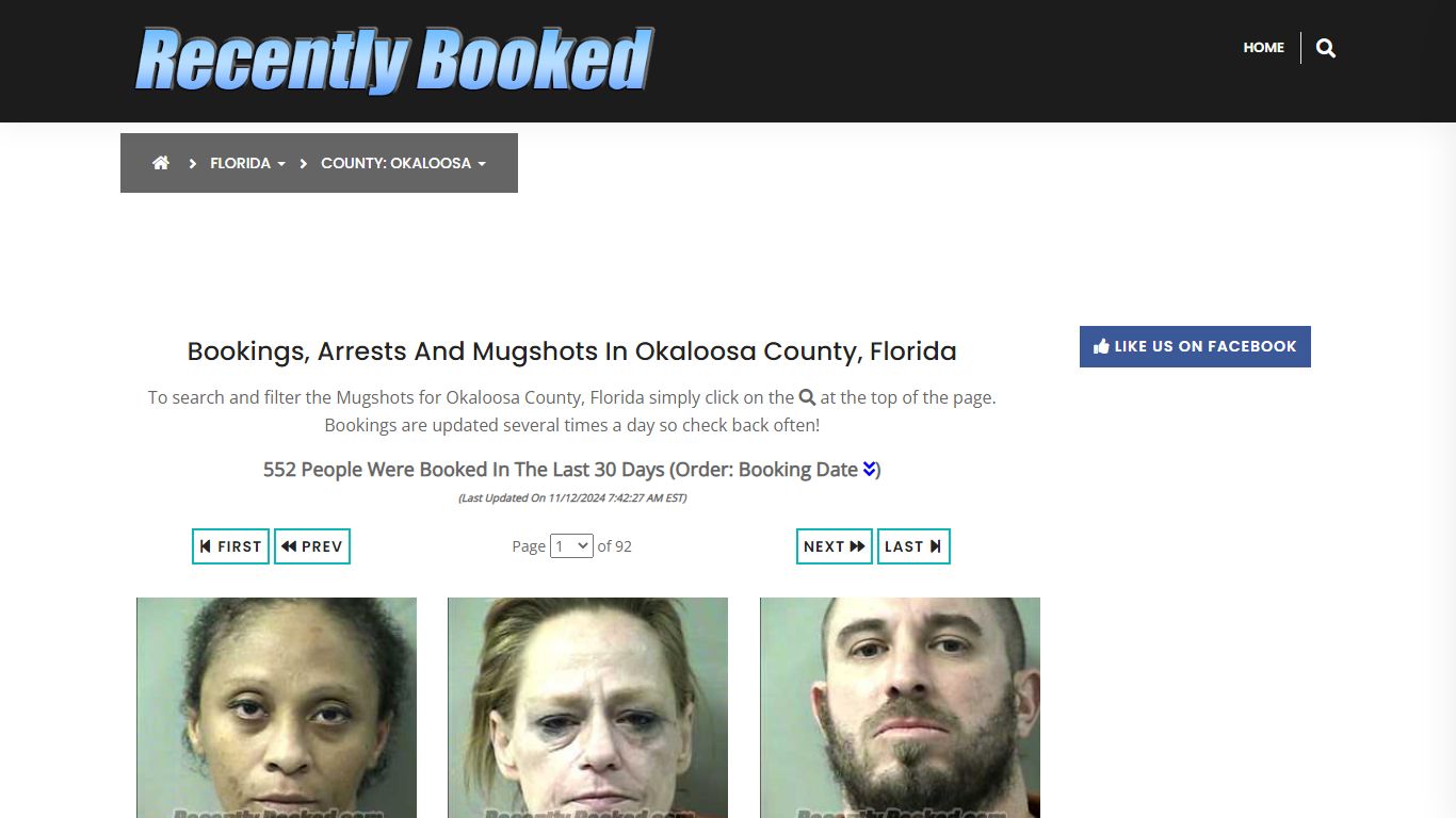 Bookings, Arrests and Mugshots in Okaloosa County, Florida