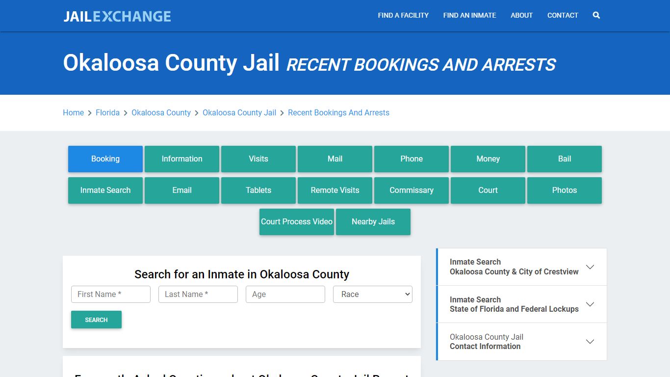 Okaloosa County Jail Recent Bookings And Arrests - Jail Exchange