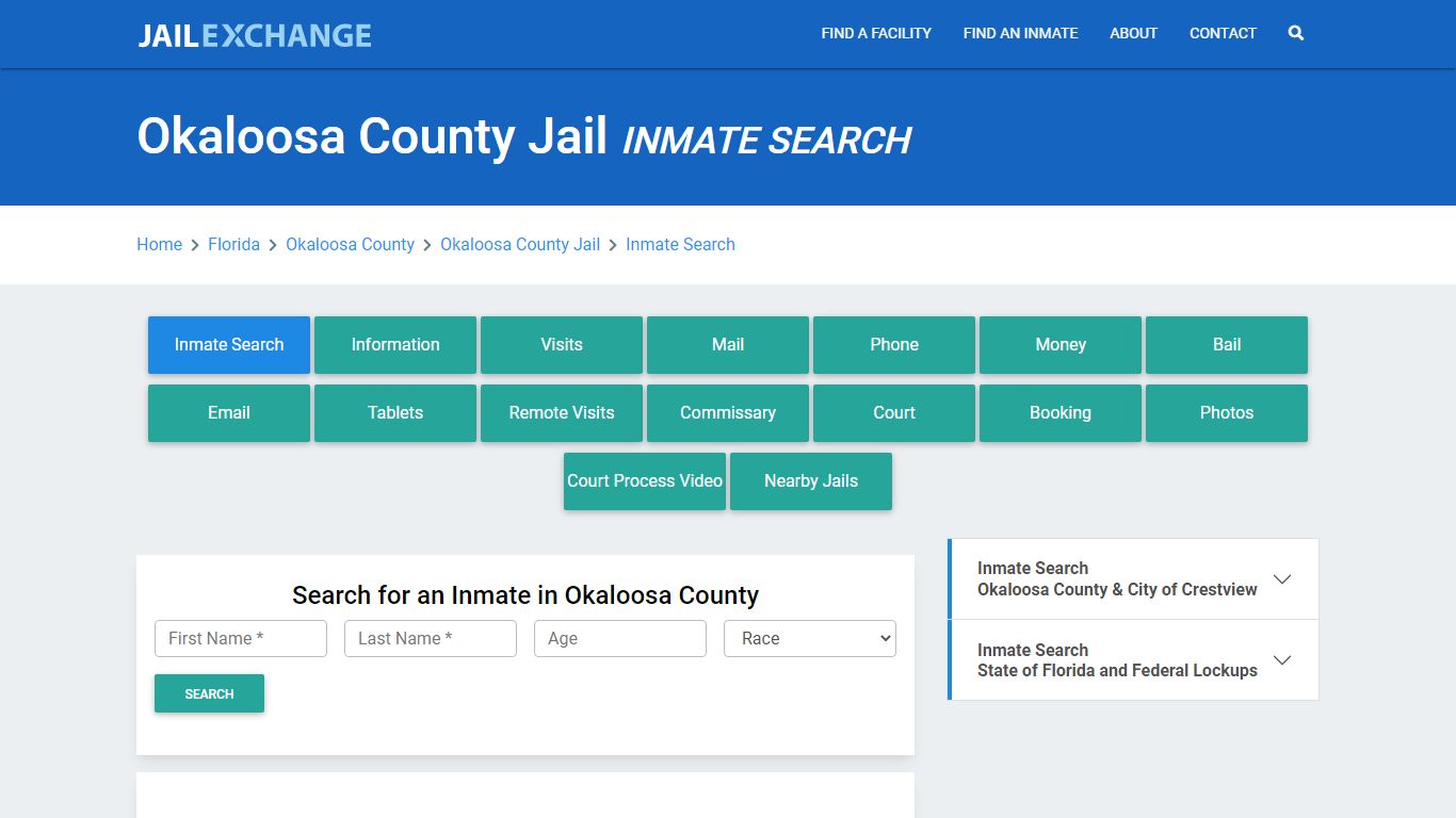 Okaloosa County Jail, FL Inmate Search: Roster & Mugshots